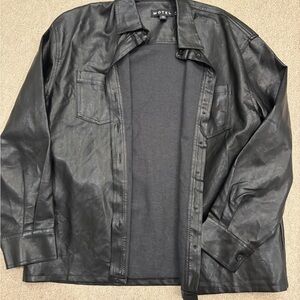 Motel Rocks Black Leather Jacket Oversized